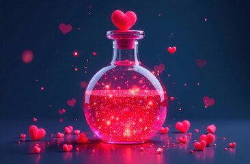sparkling potion bottle with hearts