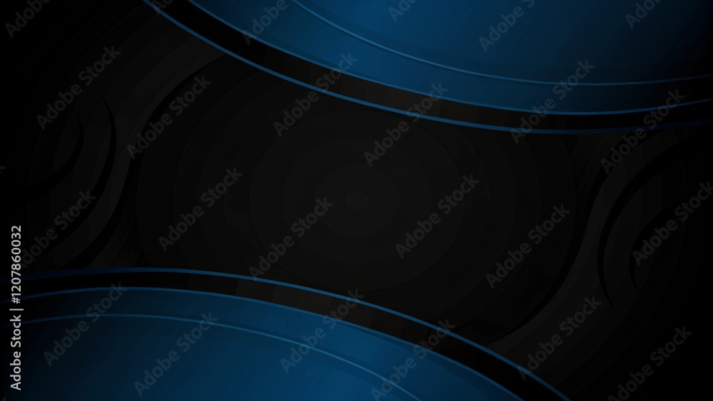 Poster abstract blue shiny curve shape on black background corporate design template, futuristic lines back