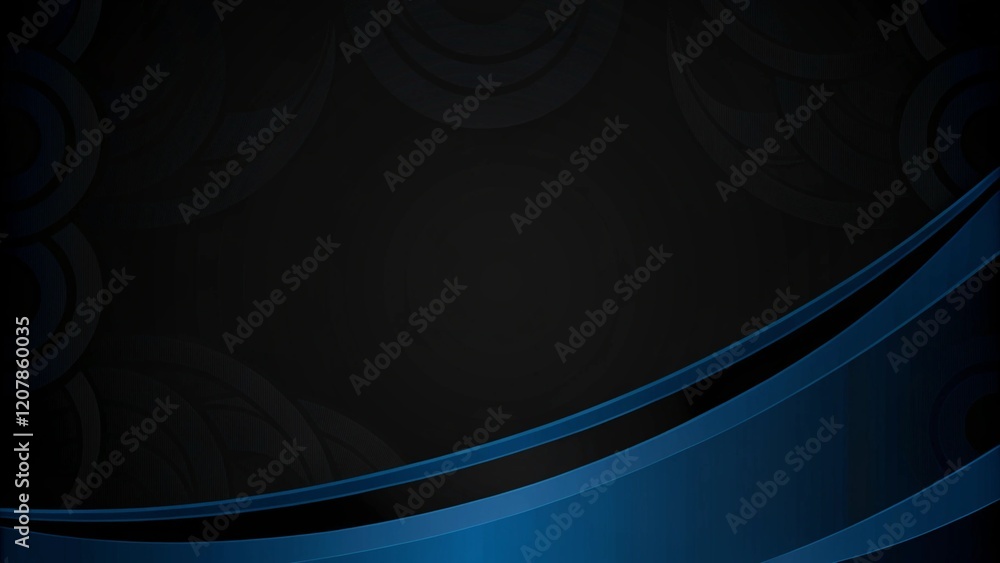 Poster abstract blue shiny curve shape on black background corporate design template, futuristic lines back
