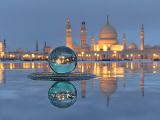 Naklejka premium Crystal Ball Mosque Reflection Photo