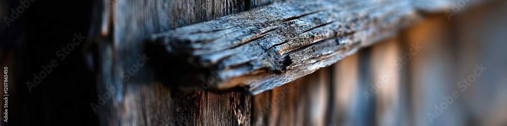 Poster Weathered Wooden Plank on Wooden Surface