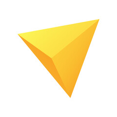 Vector tetrahedron with gradients for game, icon, package design, logo, mobile, ui, web. One of regular polyhedra isolated on white background. Minimalist style. Platonic solid.