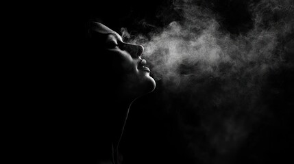 Ethereal Exhalation: A Monochrome Portrait of a Woman