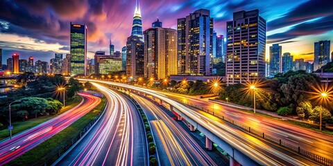 Obraz premium Long Exposure Cityscape at Night, Stunning Look