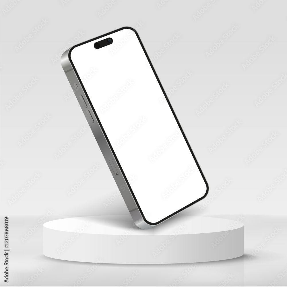 Aufkleber Realistic smartphone mockup. Mobile phone vector with isolated on white background. Device front view. 3D mobile phone with shadow. Realistic, high quality smart phone mockup for ui ux presentation.