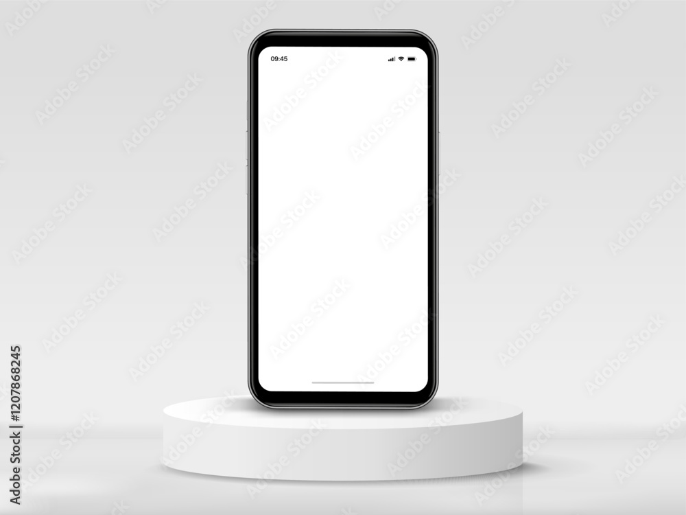 Aufkleber Realistic smartphone mockup. Mobile phone vector with isolated on white background. Device front view. 3D mobile phone with shadow. Realistic, high quality smart phone mockup for ui ux presentation.