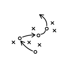 soccer tactics icon, game success strategy in football, scheme play, vector illustration on white background