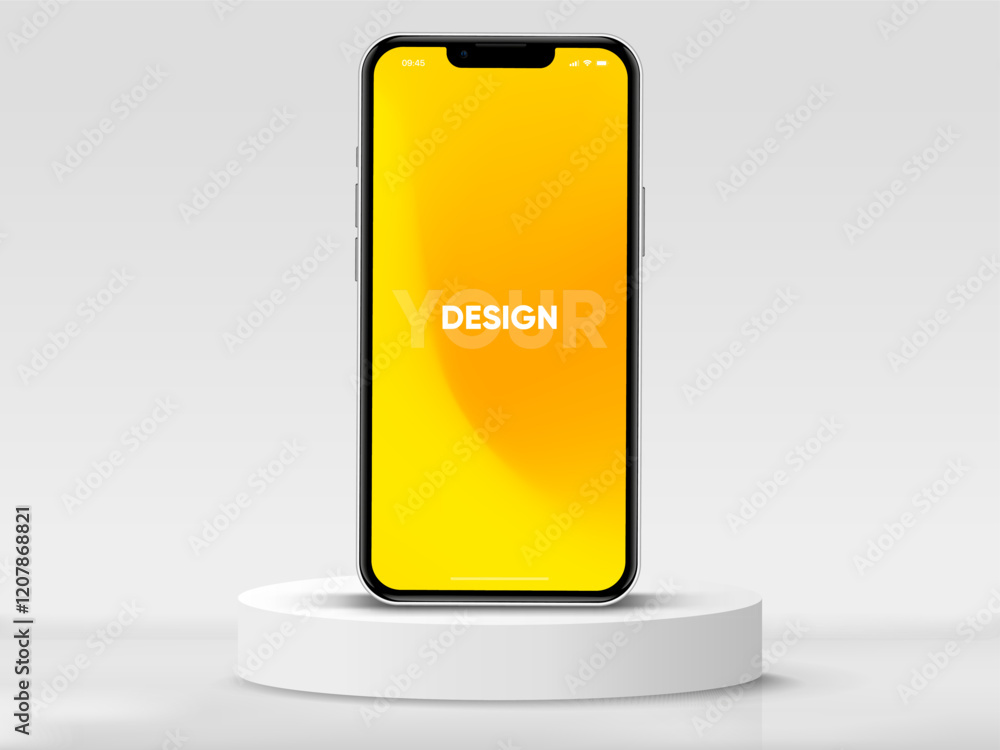 Aufkleber Realistic smartphone mockup. Mobile phone vector with isolated on white background. Device front view. 3D mobile phone with shadow. Realistic, high quality smart phone mockup for ui ux presentation.