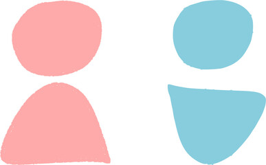 vector people icons, man and woman, color