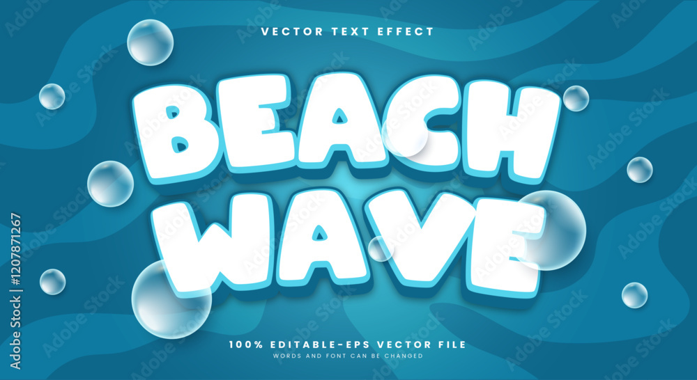 Poster beach wave editable text effect template suitable for concept of waves
