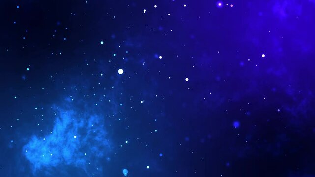 Abstract animation background of glowing glitter particles with nebula space. flaying shine dot in space motion background full HD