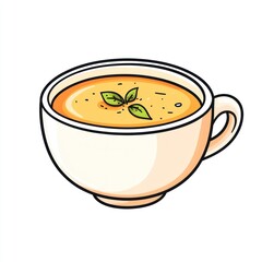 Soup in bowl with garnish, isolated, for food menus, and recipe illustrations