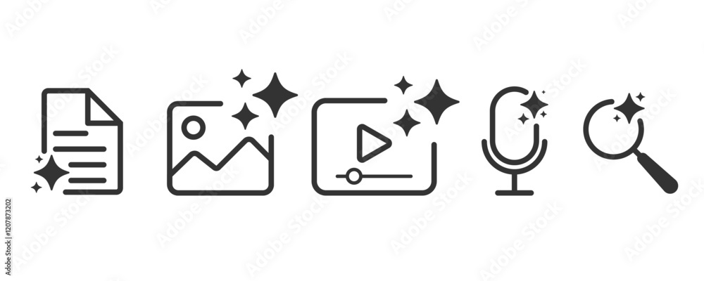 Leinwandbilder AI generated icon. Artificial Intelligence line icon set. Icon element for app, website, and interface. Symbol Collection. Vector illustration.