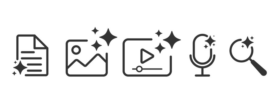 AI generated icon. Artificial Intelligence line icon set. Icon element for app, website, and interface. Symbol Collection. Vector illustration.