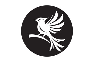 Graceful Bird Illustration in Black and White for Branding