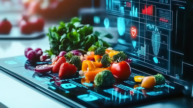 AI-powered personalized diet plans on a digital platform offering tailored nutrition recommendations based on health data analysis for better well-being and lifestyle choices.