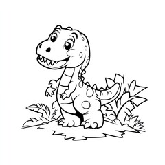 Obraz premium Dinosaur Coloring Book Page Simple Illustrations for Kids