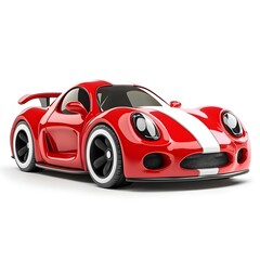 Red Sport Car with White Stripes, Sleek Design, Modern Aesthetics