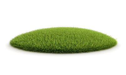 Isolated grass patch, white background, 3D render, nature design