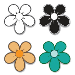 Set of unique flower icons