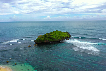 Aerial view of Sadranan beach Yogyakarta, Indonesia