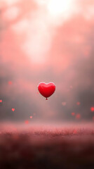 Fototapeta premium Red Heart Balloon Sunrise Illustration