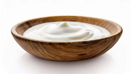 wooden wobl with yogurt isolated