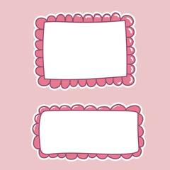 Handdrawn groovy style frames in pink sweet colors