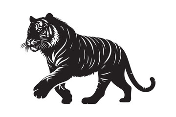 Tiger Silhouette Illustration for Wildlife Design Projects