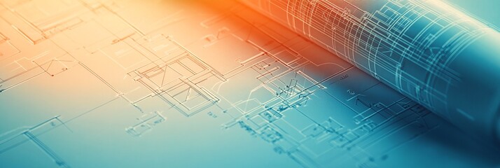 Obraz premium A modern minimalist illustration featuring a civil engineer, ideal for a LinkedIn cover. Highlights expertise, innovation, and professionalism in construction and infrastructure.