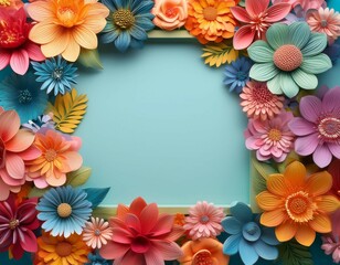 Fototapeta premium colorful flower frame with empty space for text or product display