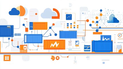 Obraz premium Futuristic design showcasing the evolution of technology and data representation in modern systems