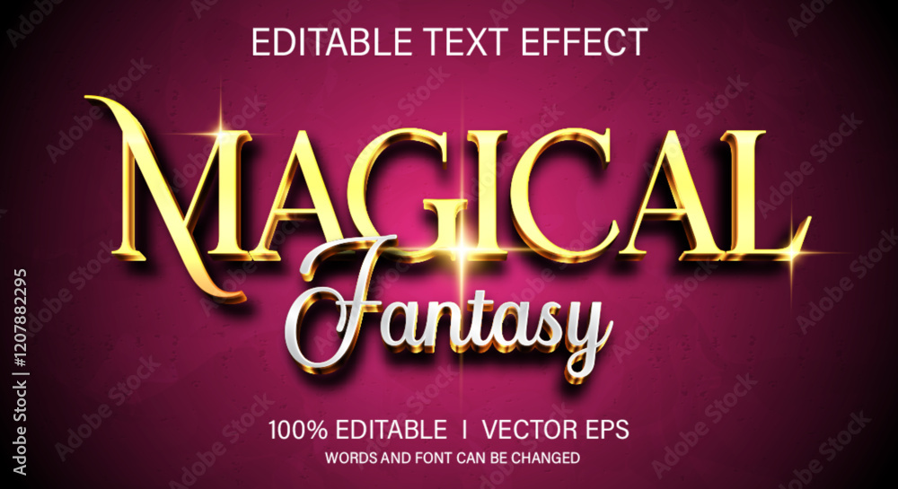 Poster magical fantasy 3d vector text effect with modern style design