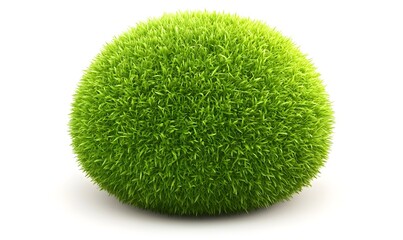 Lush green grass sphere, isolated, studio shot, nature