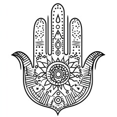 Simple Hamsa Hand Coloring Page for Kids Creative Activity Book Illustration