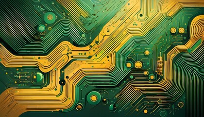 green yellow circuit texture isolated