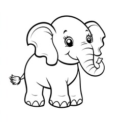 Fototapeta premium Adorable Hand Drawn Elephant Illustration Simple Coloring Book Page for Kids