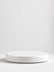 Minimalist white round pedestal on white background. (1)