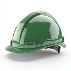 Fototapeta premium Green hard hat safety helmet, isolated on white background.
