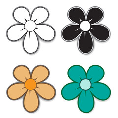 set of unique flower icons