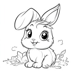 Kawaii Coloring Illustration Simple Coloring Book Page for Kids