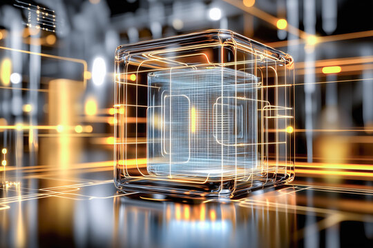 State of the art, bleeding edge, revolutionary high tech quantum computing concept, science physics lab innovation experiment, prototype research 