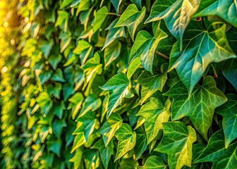 Fototapeta premium Lush Green Ivy Wall Close-Up, Natural Light Photography