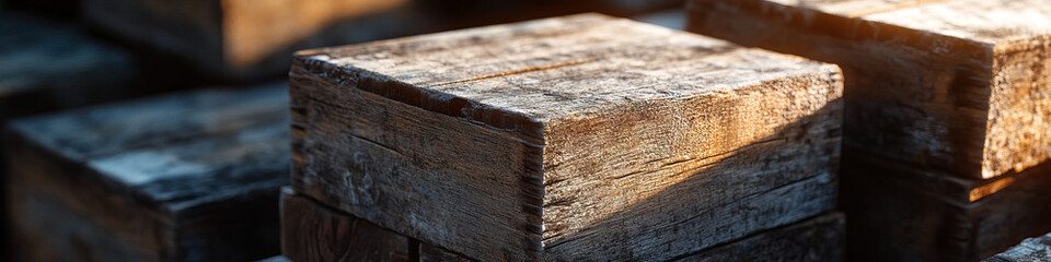 Stacked Weathered Wooden Blocks