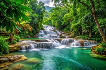 Lush Rainforest Waterfall Ocho Rios Jamaica, Tropical Paradise