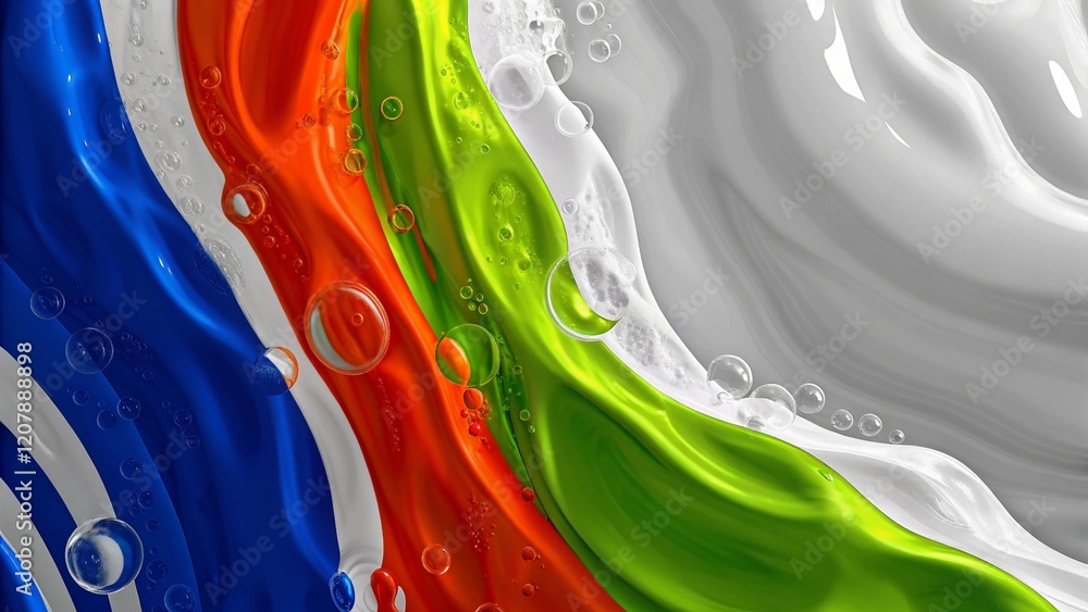 Aufkleber Modern colorful flow poster. Wave liquid shape color paint. Art design for your design project. Abstract dynamic background, vibrant motion fluid, digital wave blend for creative artwork visuals