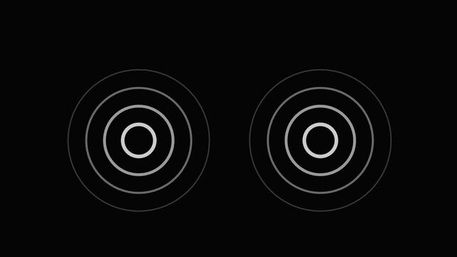Abstract Futuristic Radio Wave Signal. Digital Radio Waves Diffusion Animation on grid background.