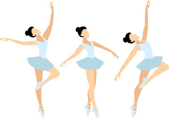 Vector people. Performance of ballet dancers. Young ballerina dances classical ballet. Vector illustration isolated
