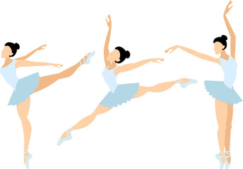 Vector people. Performance of ballet dancers. A ballerina in a blue tutu dances ballet. Vector illustration isolated © Tatik22