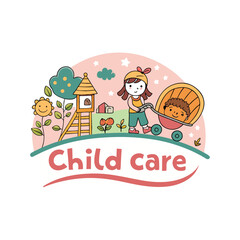 Baby shop child care day care school and kids logo day care create distinctive mother care vector eps logo design	